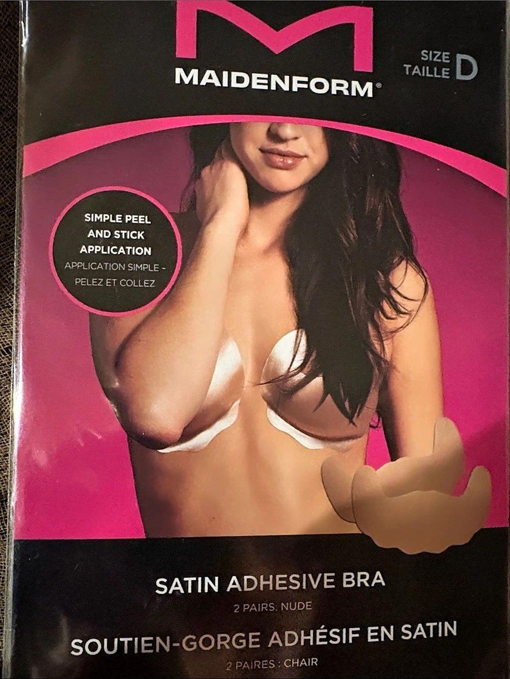 Maidenform Satin Adhesive Bra Nude Size D NWT
